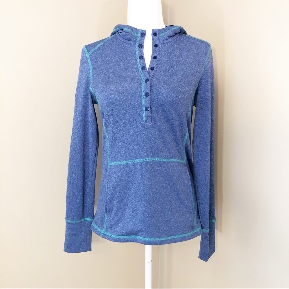 REI Hooded Pullover Blue/Green - XS